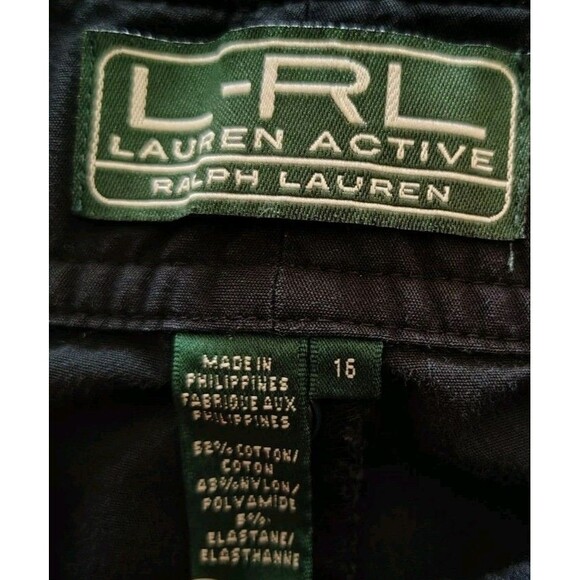 L-RL Lauren Active Cargo Pants Women's Size 16 Black Snap Closure & Pockets - Picture 2 of 16